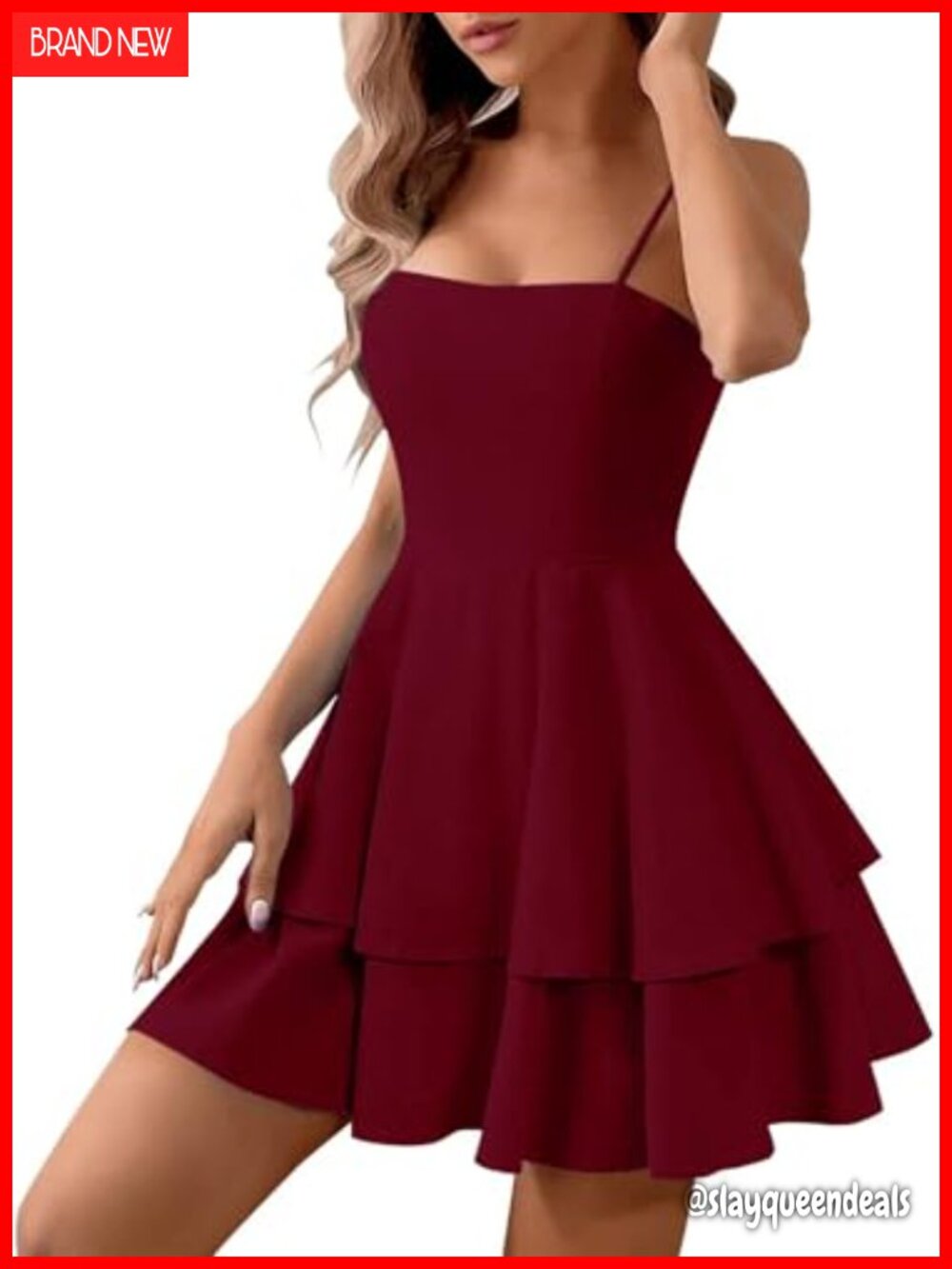 Women's Spaghetti Strap Bow Tie Tiered A-Line Mini Dress Party Cocktail